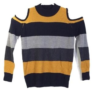 Q E D London Striped Long Sleeve Knit Sweater XS